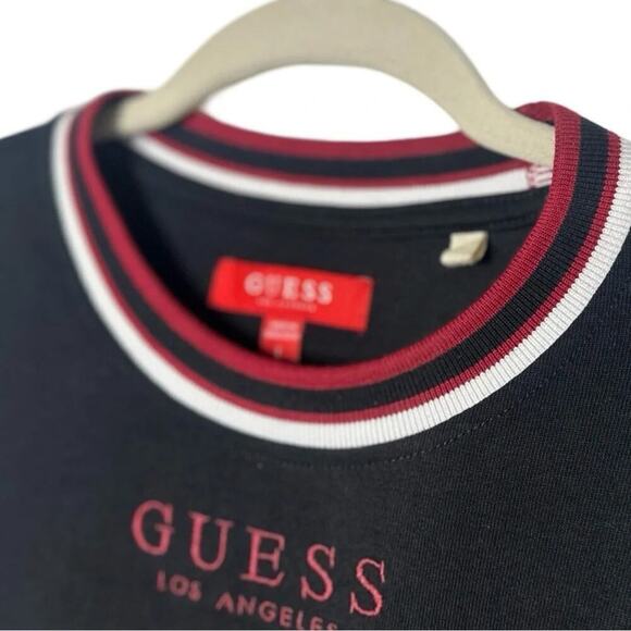 Guess Y2K Men’s Long Sleeve Red & Black Color Block Crewneck Shirt Size Large - Picture 6 of 8
